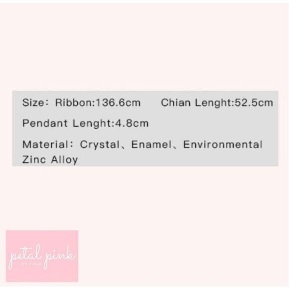 🍒High-End Enamel and Crystal Pendant Choker w Layered Chain and Gingham Ribbon - Picture 4 of 5